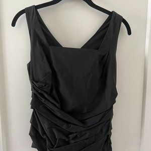 Ann Taylor Black Ruched Top, Size 2P